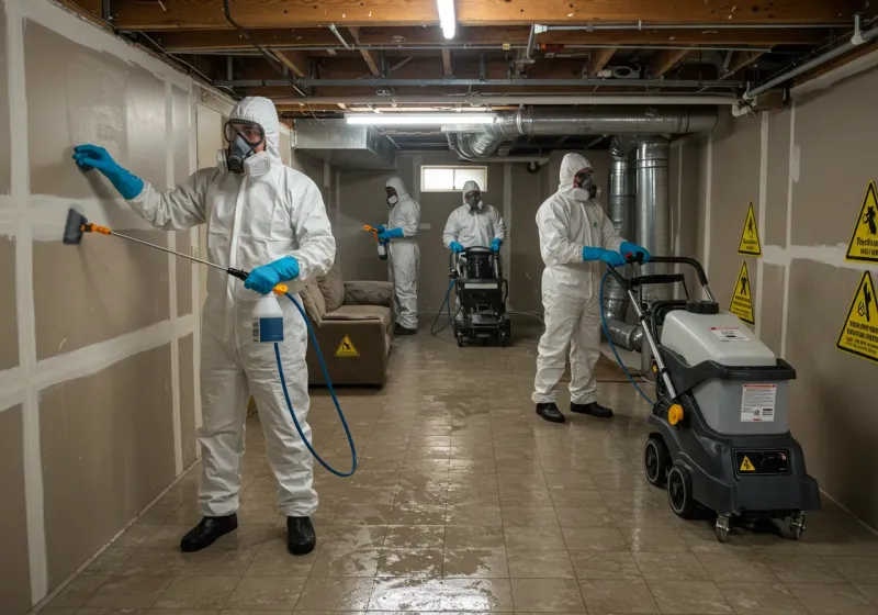 Basement Moisture Removal and Structural Drying process in South Zanesville, OH